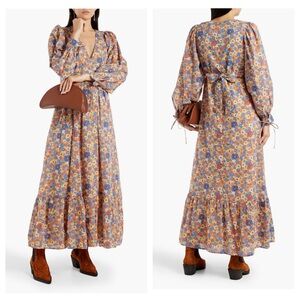 ANTIK BATIK Paolina gathered floral-print cotton-voile maxi dress size M CL